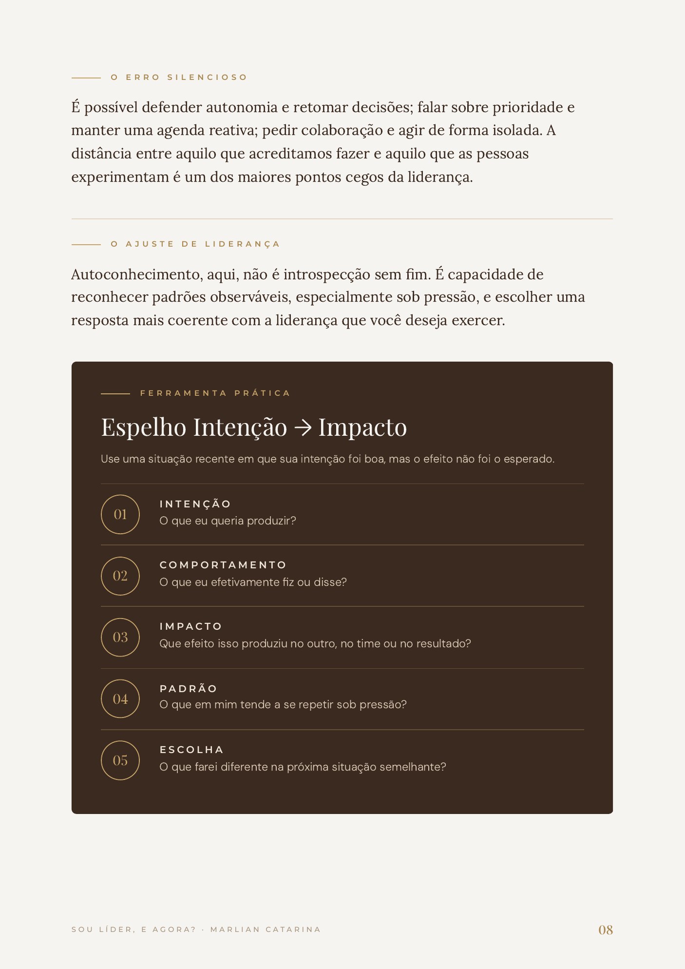 Página da ferramenta Espelho Intenção e Impacto